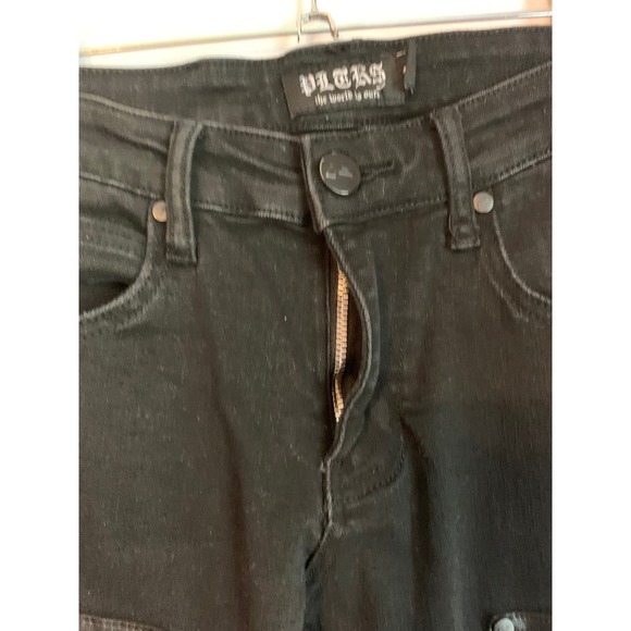 PLTKS the world is ours Men's Size 30/33 Black Skinny Jean Faux Leather Insert - Picture 5 of 8